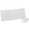 Mini teclado sem fio de 2,4 GHz compacto com película protetora + Mouse conjunto - branco (2xAAA/1xAAA)