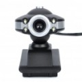 1.3MP clip-on USB Webcam com microfone & 4-LED luz branca para PC/Laptop