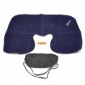 3 em 1 inflável travesseiro + dormir Eyeshade + ballance Travel Set - azul escuro + preto + laranja