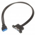 Placa-mãe 20Pin soquete Dual USB 3.0 portas fêmea conversor cabo c / montagem titular (45 cm)