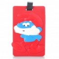 Bonito Silicone Papa Smurf figura seguro viagem etiqueta de bagagem mala ID - vermelho