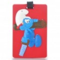 Bonito Silicone figura Smurfs seguro viagem etiqueta de bagagem mala ID - vermelho
