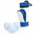 Portátil PU couro Golf Ball escriturado saco c / 3 x Golf Balls / 3 x Golf Tees Set - branco + azul