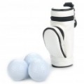 Portátil PU couro Golf Ball escriturado saco c / 3 x Golf Balls / 3 x Golf Tees conjunto - branco