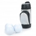 Portátil PU couro Golf Ball escriturado saco c / 3 x Golf Balls / 3 x Golf Tees Set - preto + prata