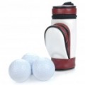 Portátil PU couro Golf Ball escriturado saco c / 3 x Golf Balls / 3 x Golf Tees Set - preto + marrom