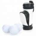 Portátil PU couro Golf Ball escriturado saco c / 3 x Golf Balls / 3 x Golf Tees Set - preto + branco