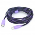 Alta velocidade USB 2.0 macho para fêmea extensão cabo - roxo + preto (5 M de comprimento)