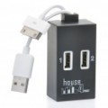 HUB USB 2.0 4-Portas com cabo de dados/carregamento para iPhone/iPad - preto