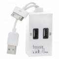 HUB USB 2.0 4-Portas com cabo de dados/carregamento para iPhone/iPad - branco