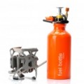 Portátil dobrável Windproof gás / petróleo fogão c / bomba de Metal - prata + laranja