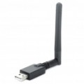 Mini USB 150Mbps 802.11 adaptador de rede Wi-Fi Wireless com antena - preto