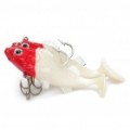 Realistas isca de pesca estilo PVC maleável de peixes com ganchos - vermelho + branco (Pack de 2 peças)