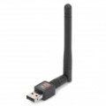 Mini 100mW 150Mbps IEEE802.11b/g/n USB WiFi Wireless Network Adapter  com antena - preto