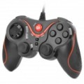 BTP-2165 Dual-choque USB Vibration Gamepad jogo controlador para PC Games - Black + laranja avermelhada