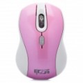 2.4 GHz 1600DPI Wireless Mouse com receptor USB - rosa + branco (1 x AA)