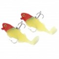 Iscas de pesca estilo Soft PVC peixe realistas c / ganchos - amarelo + vermelho (par)