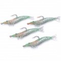 Realista camarão estilo Soft PVC pesca iscas c / gancho - verde (4-Pack)