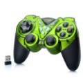 2.4 GHz Dual-Shock sem fio joystick controlador de jogos com receptor USB para PC - verde + preto (4 x AAA)