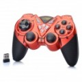 2.4 GHz Dual-Shock sem fios joystick controlador de jogos com receptor USB para PC - vermelho + preto (4 x AAA)