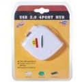 Elegante branco HUB USB 2.0 4-Portas com cabo USB do passageiro clandestino
