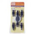 5-em-1 viagem fácil USB Connectivity Kit (100 cm comprimento de cabo retrátil)
