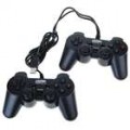 Dual-Player Double Shock USB controlador de jogo azul claro