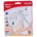 Alta velocidade USB 2.0 3 portas + adaptador de divisor de Hub USB 5 pinosos (branco)