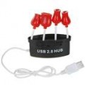 Bonito vaso de flores em forma de HUB USB 2.0 4-Portas - Black (50 CM-cabo)