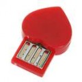 Ultra Mini adaptador USB Dongle Bluetooth 2.0 em forma de coração - vermelho