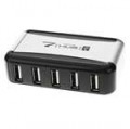 Alta velocidade 7-Port USB 2.0 Hub com suporte Vertical - prata (110 ~ 240V AC Adapter)