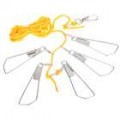 Bloqueio com 5 ganchos de aço de peixe + conectar corda + porta-chaves (amarelo + prata)