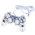 Dual Shock USB joystick Gamepad com luz azul de vibração para PC - transparente