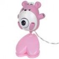 Bonito Cartoon figura PC USB 2.0 1/4 CMOS 5MP Webcam - rosa + branco (110 CM-cabo)