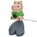 Bonito Cartoon hipopótamo figura PC USB 2.0 1/4 CMOS 5MP Webcam - rosa + verde (110 CM-cabo)