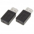 USB a fêmea para Mini USB 5 pinosos fêmea adaptador conversor (2 peças)