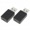 USB a macho a Mini USB B 5 pinosos fêmea adaptador conversor (2 peças)