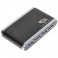USB 3.0 Hub de 4 portas com adaptador de energia - Black (Super velocidade 5Gbps)