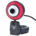 300 K Pixel CMOS PC USB 2.0 Webcam com microfone & Clip - preto + vermelho + prata