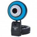 300 K Pixel CMOS PC USB 2.0 Webcam com microfone & Clip - preto + azul + prata