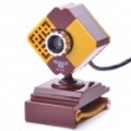300 K Pixel CMOS PC USB 2.0 Webcam com microfone & Clip - café + amarelo (120 CM-cabo)