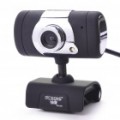 300 K Pixel CMOS PC USB 2.0 Webcam com luz de LED branco & Clip - preto + prata (120 CM-cabo)