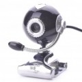 300 K Pixel CMOS PC USB 2.0 Webcam c / microfone Clip & - preto + prata (110 CM-cabo)