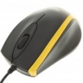 USB com fio 800 DPI mouse óptico - preto + amarelo (140 CM-cabo)