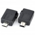 Micro USB macho/fêmea para Mini USB fêmea/macho adaptadores Kit - preto