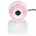 USB 1.3MP Eason Webcam com Clip & microfone para PC/Laptop - branco + Rosa