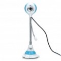 Pescoço flexível USB 2.0 300K Pixel CMOS Eason Webcam c / microfone - branco + azul