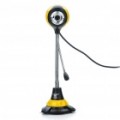 Pescoço flexível USB 2.0 300K Pixel CMOS Eason Webcam c / microfone - preto + amarelo