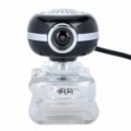 USB 2.0 CMOS 300KP clip-on Webcam com microfone para PC/Laptop - preto + prata