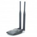 Alta potência 3000mW 802.11 b/g 300Mbps USB 2.0 Wireless Network Dongle com / antena 6dBi Dual - preto